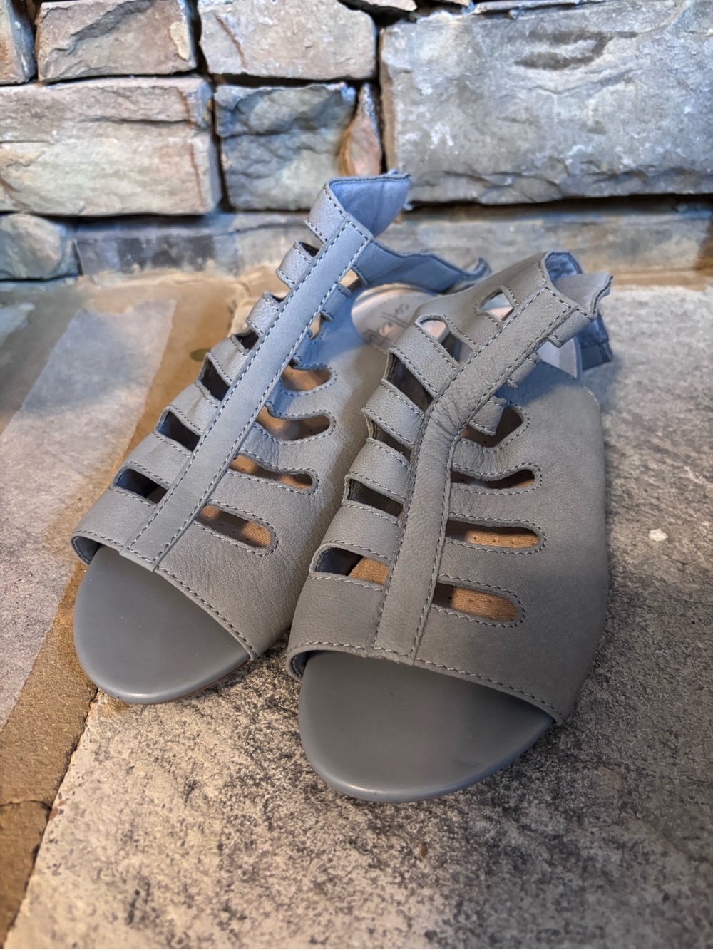 Clarks Gray Cutout Slingback Sandals